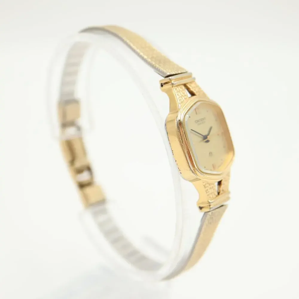 Vintage Orient Gold Tone Womens 18mm Cocktail Watch 6.5
